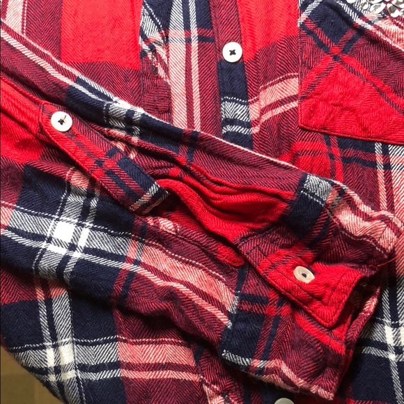 JUSTICE Red/Navy/White Plaid Flannel Shirt - Picture 5 of 5